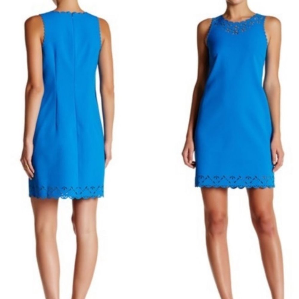J. Crew Blue Shift Dress w/Scalloped Arms and Hem